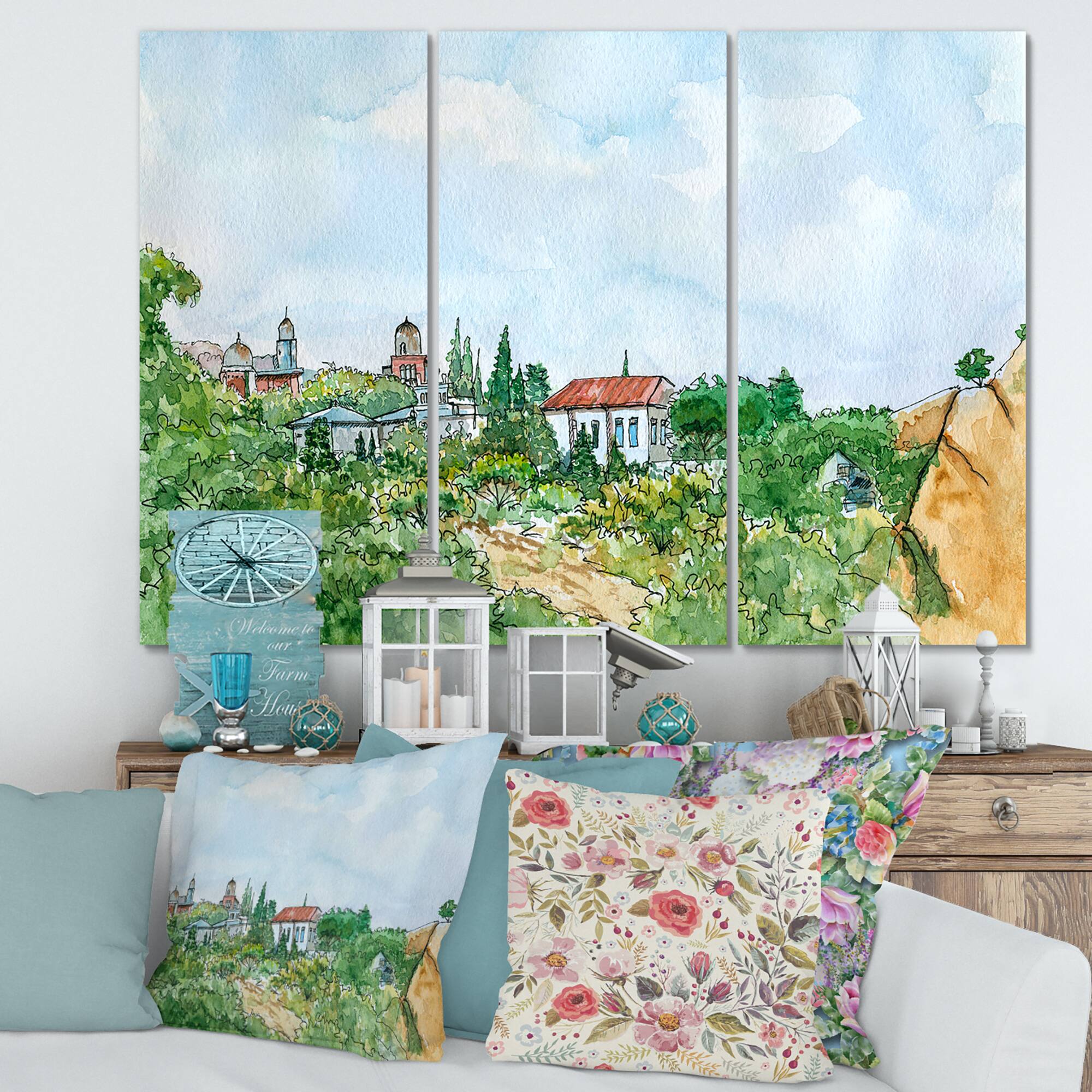 Designart - White House With Red Roof In The Countryside